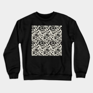 Vintage Flower Ornament Botanical, Black and Cream Crewneck Sweatshirt